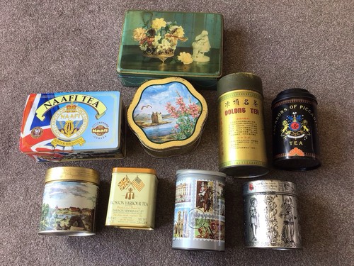 Vintage empty tins tea - vintage, tins.