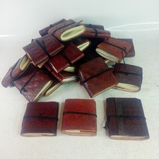 GENUINE Embossed LEATHER BOUND NOTEBOOK/JOURNAL HANDMADE PAPER  LARP 8x8 Cm