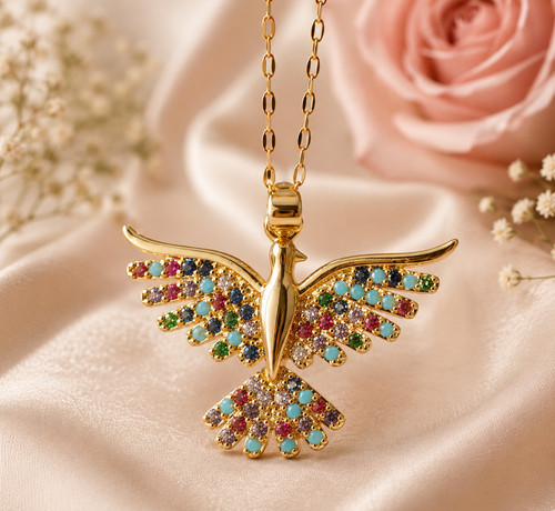 Multicolor bird pendant - bird,