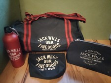Jack Wills GBR Fine Goods Navy Holdall With 2 Wash bags And Metal Drink Bottle
