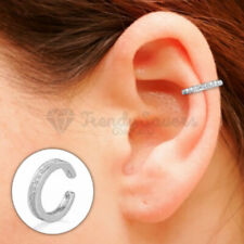 1x Simple Classic Cartilage Helix CZ Pave Band Ear Cuff Sterling Silver Earrings
