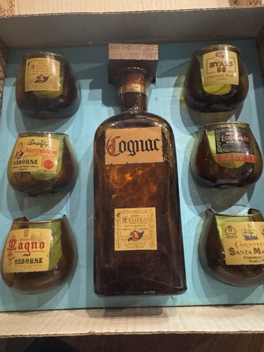 Decanter and glasses cognac - and, 6