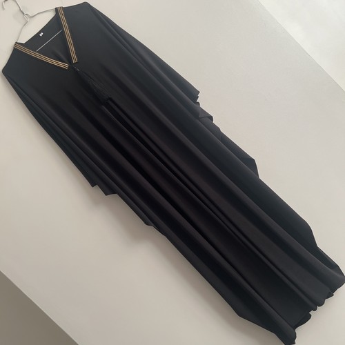 Black butterfly jersey abaya - black,