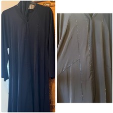 Fancy Navy Blue Embellished Dubai Abaya. Buttons all The Way Down On The Front