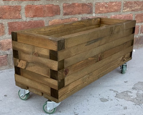 Planter wheels wooden - planter,
