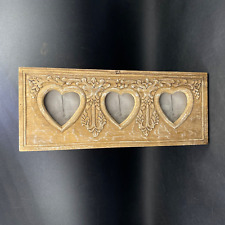 Photo Frame Three Love Heart Windows Distressed Wooden 12" Long Easel Standing