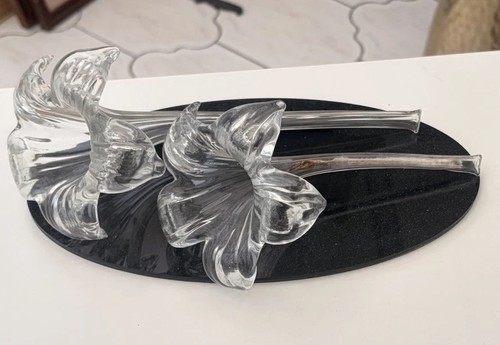 Vintage clear art glass - glass, lily