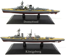 Set of 2 Warships 1:1250 WW1 + WW2 Diecast Military Model Boat Battleship WSL26