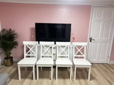 Four Solid White Wooden IKEA Ingolf Dining Chairs VGC heavy Solid Chairs