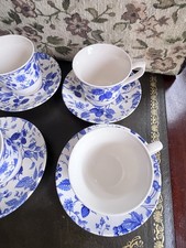 4 Churchill Fine Earthware Tea Cups And Saucers 