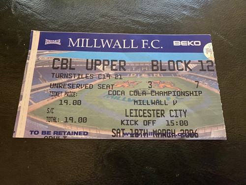 Used ticket millwall - -,