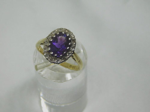 18ct gold amethyst - amethyst, diamond