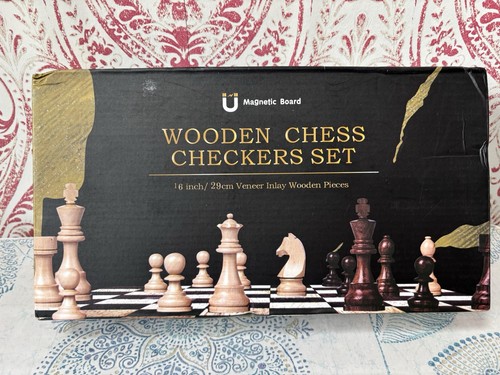 Magnetic wooden chess game set - magnetic,