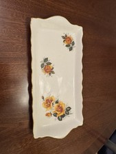 Vintage Rectangular White With Yellow Roses Old Foley China Plate. James Kent.