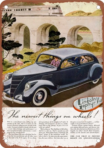 Metal sign 1937 lincoln - metal,