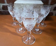 6 X STUNNING ROYAL BRIERLEY CRYSTAL HONEYSUCKLE SHERRY PORT GLASSES 12CM Signed