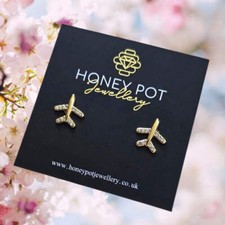 Cute Gold Zirconia Airplane