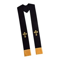 Elegant Black Clergy Stole For Religious Ceremonies Crucifix Embroidery Design