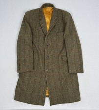 Charles Tyrwhitt Men’s HARRIS TWEED Herringbone Windowpane Overcoat Jacket 44R