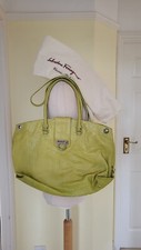 SALVATORE FERRAGAMO Large Python Tote Shoulder Bag In Apple Green