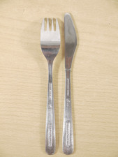 Vtg British Airways Stainless Steel Cutlery Matching Fork and Knife 6/89 UP
