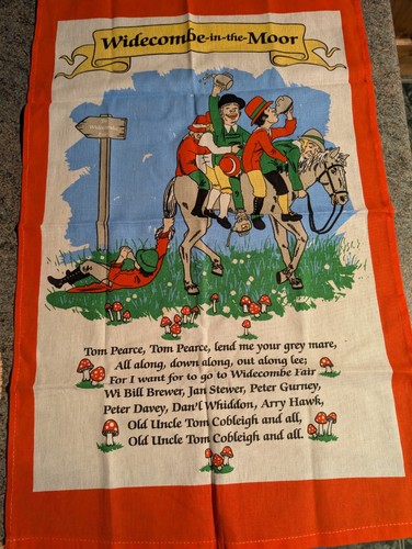 Bright vintage tea towel - vintage,