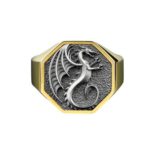 Winged dragon polished - winged, silver