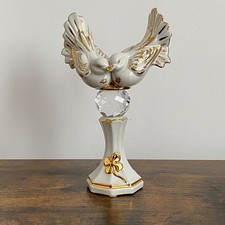 Capodimonte Porcelain Figurine Gold Crystal Limoges Swarovski Doves Love Birds