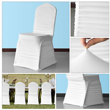 White Spandex Chair Covers 160 GSM for Weddings Venue Decoration Ruched Design