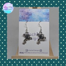 Handmade Silver Jumping Frog Frogs Earrings ? 
