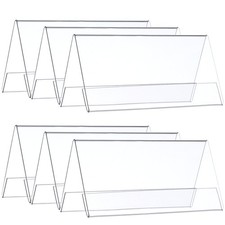  6 Pcs A4 Acrylic Sign Holder Desk Name Plate Business Card Display