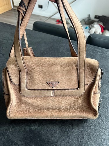 Vintage prada suede bag - bag, beige