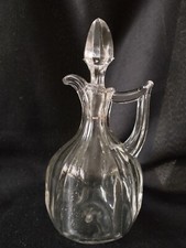 Victorian (?) Faceted Glass Vinegar/Oil Pouring Bottle & original stopper Pontil