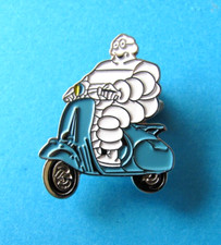 Michelin Bibendum Man on Blue Scooter Pin Badge, Metal.