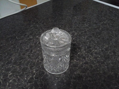 Cut glass jar with - -glass,,