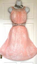 QUIZ SHIMMERING BEADED ART DECO PRINT PARTY DRESS SIZE 16