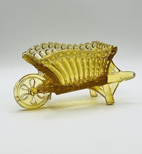 Vintage Greener & Co. Amber Pressed Glass Wheelbarrow Open Salt Condiment