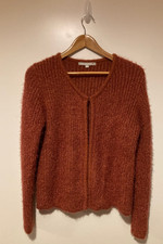 Rust Brown edge to edge cardigan. Fluffy knit with gold sparkle. Size M.  New.