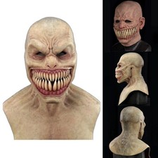 Horror Full Head Skull Demon Skeleton Props Scary Halloween Mask Latex Headgear