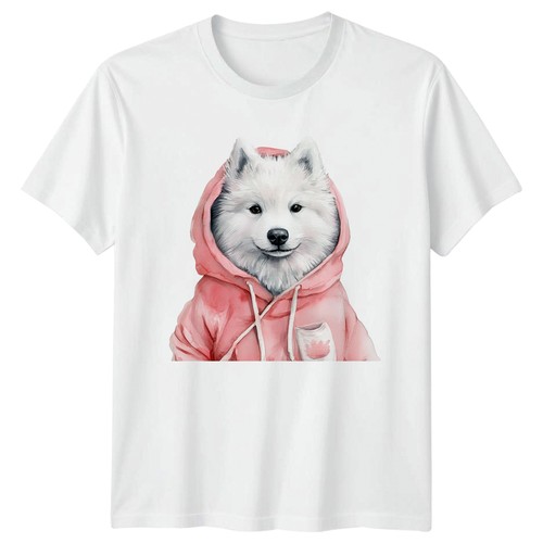 Happy samoyed puppy wearing - happy,