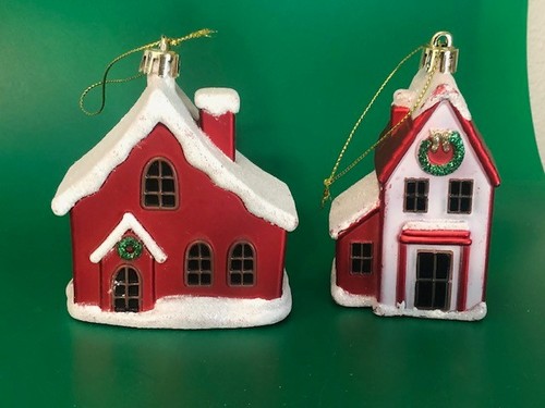 Red houses with glitter snow - with,