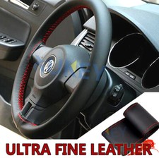 Universal Fit 38cm / 15 inch Car Trunk Steering Wheel Cover Black Red leather PU