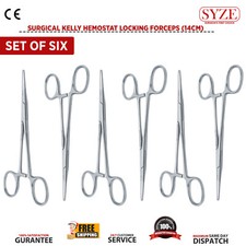 Dental Kelly Hemostat Forceps 14CM 6PCS Used For Clamp blood vessels Hold Tissue
