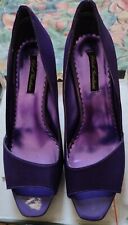 Black Gardenia Barratts Satin Platform Garland Purple Heel Peep Toe shoes UK 7