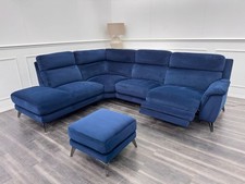 Furniture Village Contempo Power Recliner Corner Sofa In Navy Blue Velvet