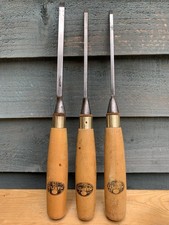 Three Vintage William Marples Mortice Chisels Boxwood Shamrock Handles