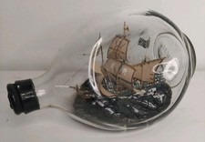Vintage Ship In A Bottle Haig's Pinched Whisky Bottle Three Mast Naval Ship