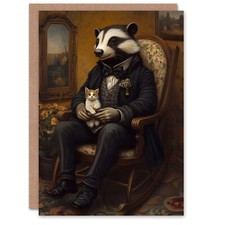 Victorian Badger with Kitten