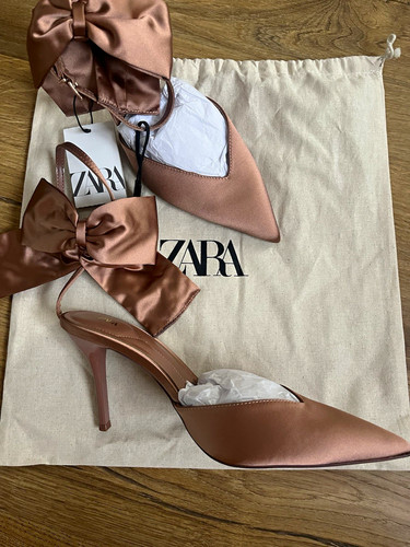 Zara new pink satin pointed - satin,