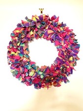Easter Spring Fabric Rag Wreath Pinks Approx 40cm